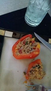 Stuffed Bell Peppers with even more vegetables in the middle!